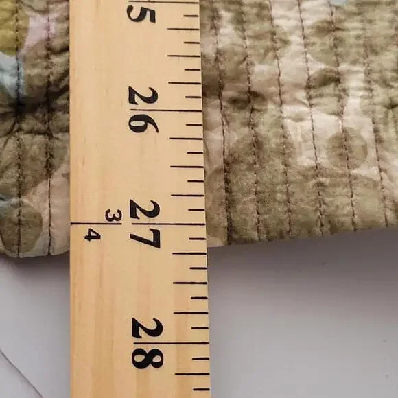 Soft by Avenue Beige Floral Silk Quilted Lightweight Jacket Women Size 14/16 - Picture 5 of 10